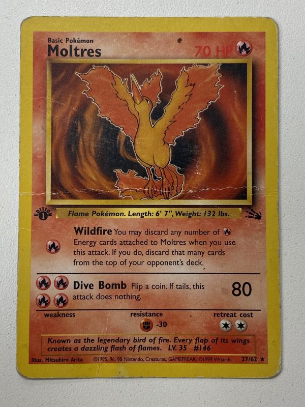 Moltres 1st Edition Fossil 27/62 Card