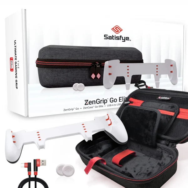 White ZenGrip Go Elite Bundle by Satisfye [Compatible w/ Switch Lite]