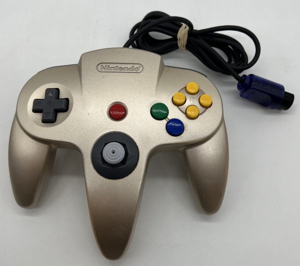 Gold Nintendo 64 Controller w/ Grape colored plug [OEM parts, two controllers combined together]